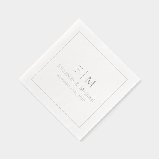 Elegant Monogram Typografie Script Huwelijk Zilver Folie Servetten (Rechts)