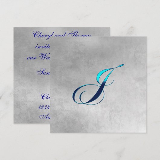 Elegant Monogram Uitnodiging-J Kaart (Voorkant / Achterkant)