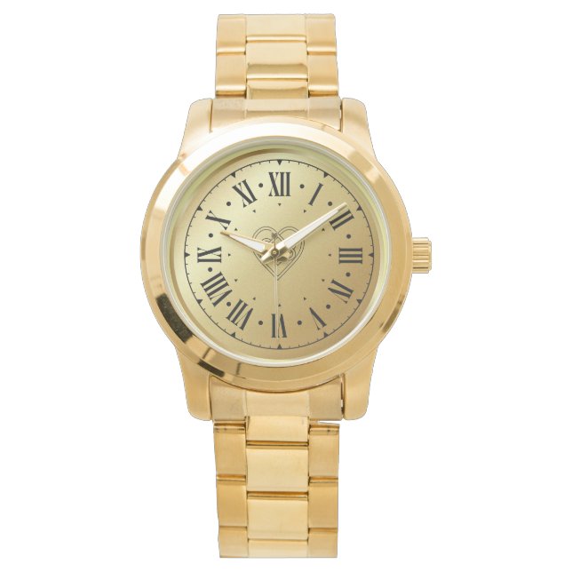Elegant monogram Unisex Oversize gouden armband Horloge (Voorkant)