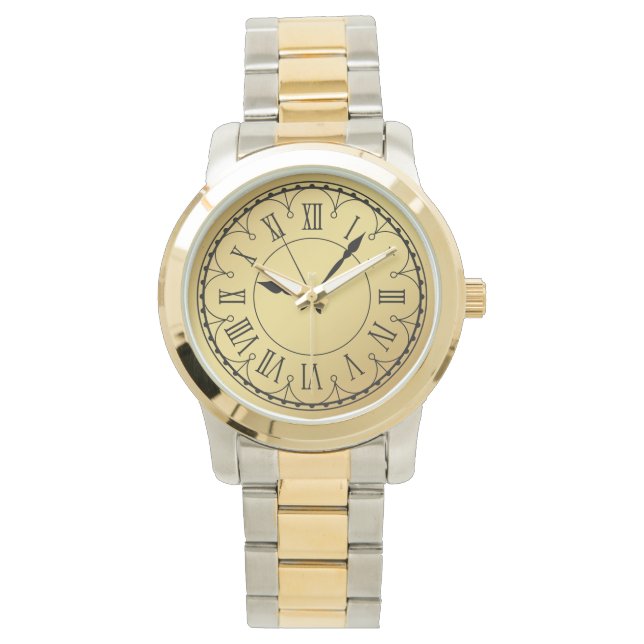 Elegant Monogram Unisex Romeinse cijfers Toon Horloge (Voorkant)