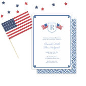 Elegant Monogram USA Flag Passen getrouwd Brunch B Kaart