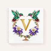 Elegant Monogram V Hummingbird Wedding Gift Notitieboek (Voorkant)