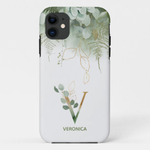 Elegant monogram V varens succulent Case-Mate iPhone Case