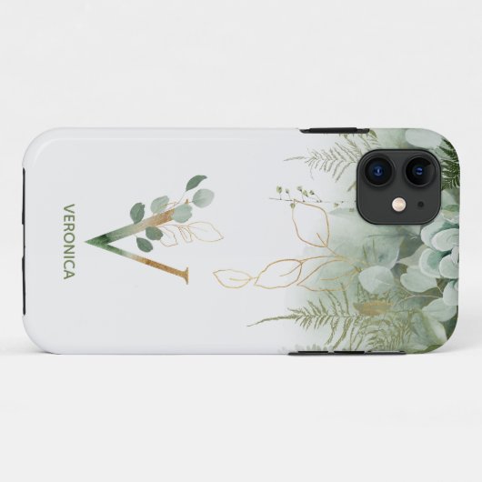 Elegant monogram V varens succulent Case-Mate iPhone Case (Achterkant (horizontaal))