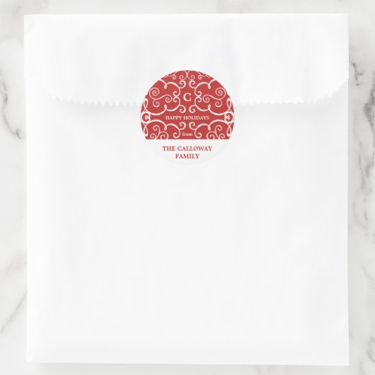 Elegant Monogram Vakantie Sticker / Rood (Tas)