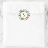 Elegant Monogram Vakantie Winter krans Ronde Sticker (Tas)