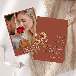 Elegant Monogram Verbrand sinaasappel Wildflower B Kaart