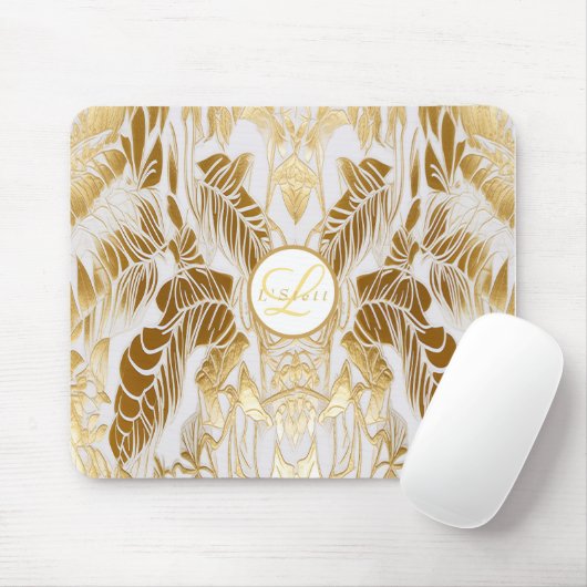 Elegant monogram verguld Aura Mousepad Muismat (Met muis)