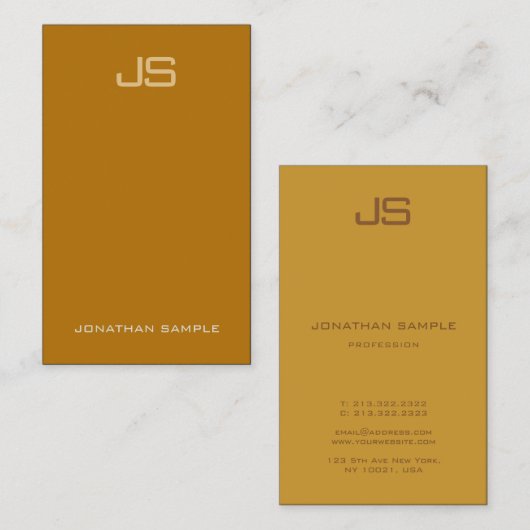 Elegant Monogram Verticale Sjabloon Luxe Zwart Visitekaartje (Voorkant / Achterkant)