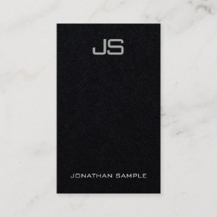 Elegant monogram Verticale Sjabloon Luxuriezwart Visitekaartje