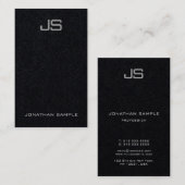 Elegant monogram Verticale Sjabloon Luxuriezwart Visitekaartje (Voorkant / Achterkant)