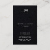 Elegant monogram Verticale Sjabloon Luxuriezwart Visitekaartje (Achterkant)