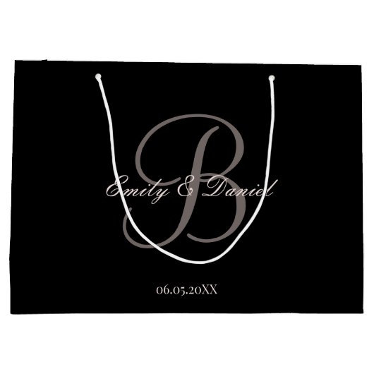 Elegant monogram verval naar de bruiloft groot cadeauzakje (Achterkant)