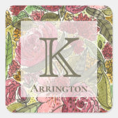 Elegant Monogram Vierkante Sticker (Voorkant)