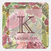 Elegant Monogram Vierkante Sticker (Voorkant)