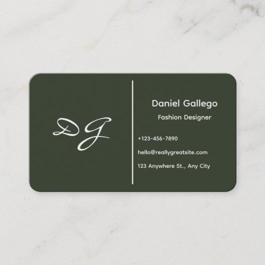 Elegant Monogram Visitekaartje (Voorkant)