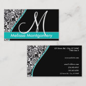 Elegant Monogram visitekaartje - Blauwgroen (Voorkant / Achterkant)