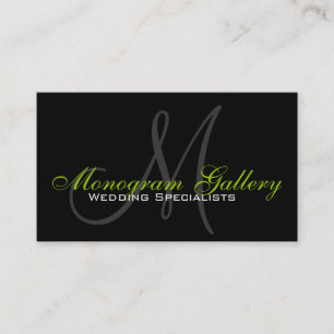 Elegant Monogram  Visitekaartje Groen