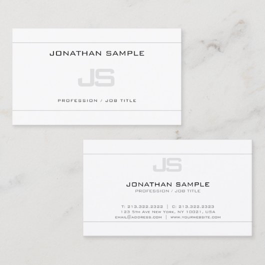 Elegant monogram vlakbij minimalistisch ontwerp visitekaartje (Voorkant / Achterkant)