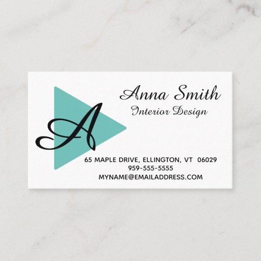 Elegant Monogram volledig Gepersonaliseerd Visitekaartje (Voorkant)