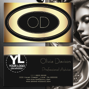 Elegant monogram voor Elegant Logo Back en Gold Ci Visitekaartje