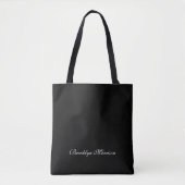Elegant monogram voor zwart aangepast script tote bag (Voorkant)