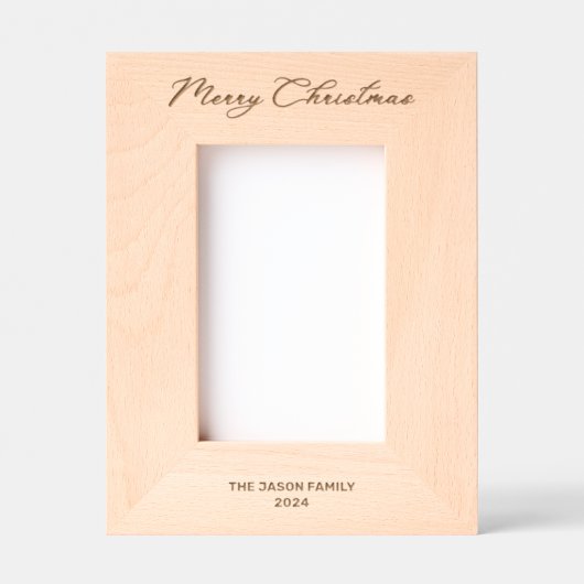 Elegant Monogram Vrolijke Kerst Classy Typografie Gegraveerde Lijstjes (Voorkant)