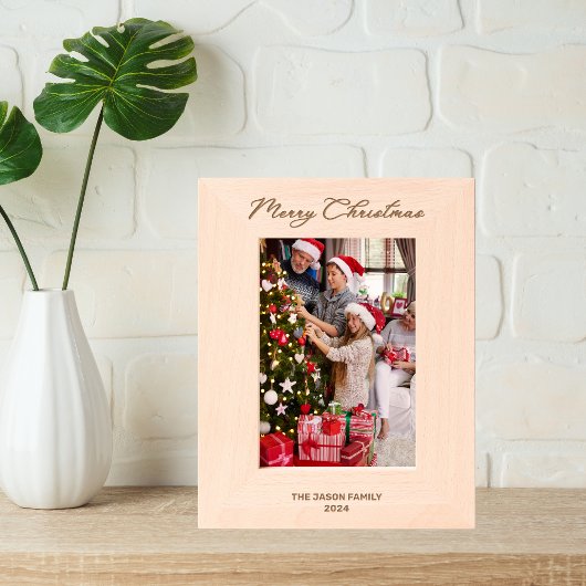 Elegant Monogram Vrolijke Kerst Classy Typografie Gegraveerde Lijstjes