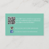 Elegant Monogram Vrouwelijke Munt Damask Boutique Visitekaartje (Achterkant)