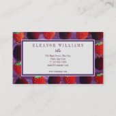 Elegant Monogram Vruchten aardbeien Pruimen Visitekaartje (Achterkant)