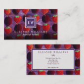 Elegant Monogram Vruchten aardbeien Pruimen Visitekaartje (Voorkant / Achterkant)