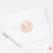 Elegant Monogram Warm Pinkish Earth Tones Wedding Ronde Sticker (Envelop)