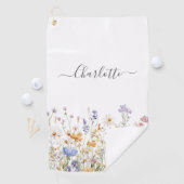 Elegant Monogram Watercolor Colorful Wildflower Golfhanddoek (Insitu)