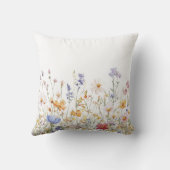 Elegant Monogram Watercolor Colorful Wildflower Kussen (Achterkant)