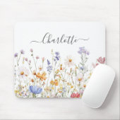 Elegant Monogram Watercolor Colorful Wildflower Muismat (Met muis)