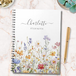 Elegant Monogram Watercolor Colorful Wildflower Notitieboek