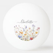 Elegant Monogram Watercolor Colorful Wildflower Pingpongbal (Achterkant)