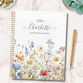 Elegant Monogram Watercolor Colorful Wildflower Planner