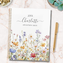 Elegant Monogram Watercolor Colorful Wildflower Planner