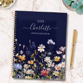 Elegant Monogram Watercolor Colorful Wildflower Planner
