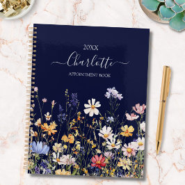 Elegant Monogram Watercolor Colorful Wildflower Planner