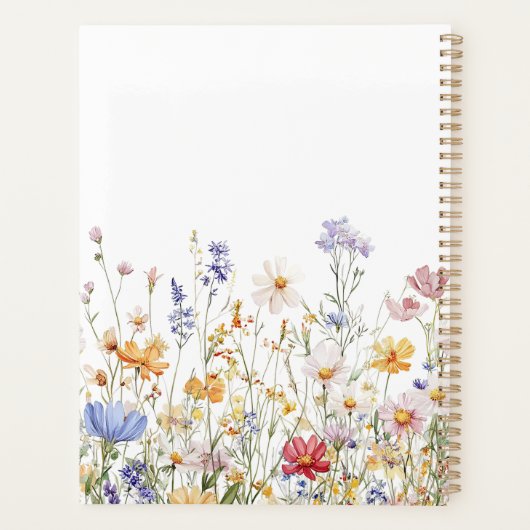 Elegant Monogram Watercolor Colorful Wildflower Planner (Achterkant)