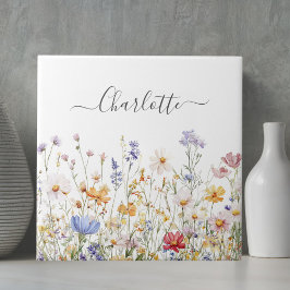 Elegant Monogram Watercolor Colorful Wildflower Tegeltje