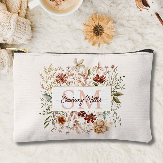 Elegant Monogram Watercolor Fall Wildflower Floral Etui
