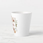 Elegant Monogram Watercolor Fall Wildflower Floral Latte Mok (Voorkant)