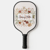 Elegant Monogram Watercolor Fall Wildflower Floral Pickleball Paddle (Achterkant)