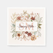 Elegant Monogram Watercolor Fall Wildflower Floral Servet (Voorkant)