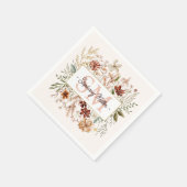 Elegant Monogram Watercolor Fall Wildflower Floral Servet (Hoek)