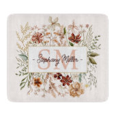 Elegant Monogram Watercolor Fall Wildflower Floral Snijplank (Voorkant)