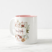 Elegant Monogram Watercolor Fall Wildflower Floral Tweekleurige Koffiemok (Voorkant links)